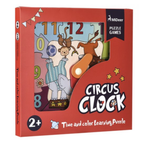 Dřevěné hodiny - Bláznivý cirkus -12 dílků