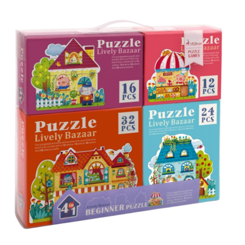 Set puzzle 4 v 1 Rozprávkové mesto